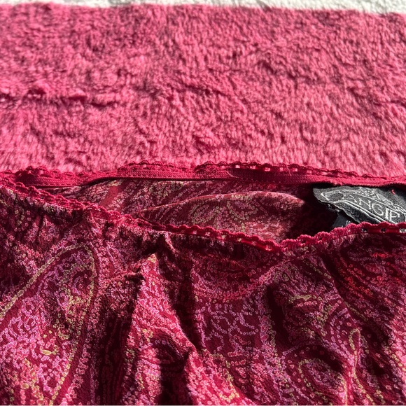Angie Burgundy Paisley High-Low Skirt - Picture 2 of 3